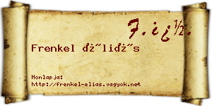 Frenkel Éliás névjegykártya